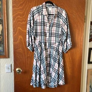 VENUS plaid button front dress
